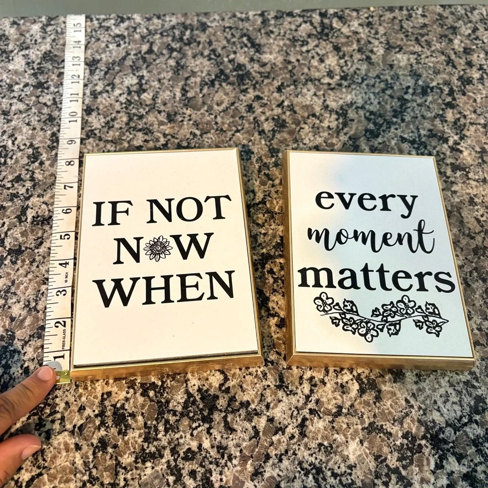 Inspirational Wall Art Set 2 If Not Now When Every Moment Matters Gold Frame